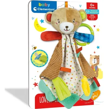 Clementoni Chrastítko - plyšová mazlící dečka s úchytem - Medvídek