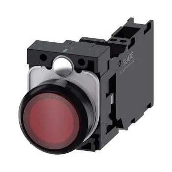 Stykač SIEMENS Tlačítko, osvětlené, 22 mm, kulaté, plast, červená, 1 NO + 1 NC, AC/DC 24V 3SU1102-0AB20-3FA0