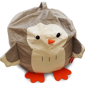Dětský pokoj BeanBag Skladovací vak tučňák Tuky, bílá/šedá