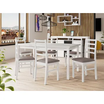 Jídelní stůl Rozkládací jídelní stůl se 6 židlemi AL02, Barva dřeva: bílá-L, Potah: Hygge D20 MIRJAN 5903211266379