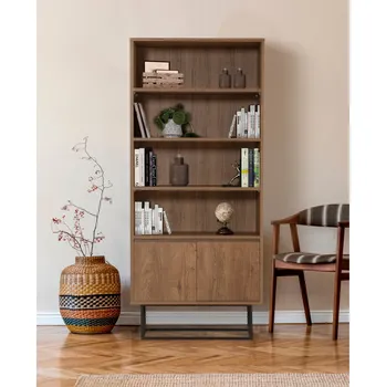 police Regál CINTHIA, vlašský ořech/černá + vyzvednutí ZDARMA