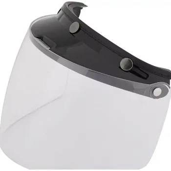 Motodoplněk Retro sklopné ČIRÉ plexi s kšiltem pro otevřené helmy na motorku, 3 patenty