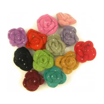 Plstěné růžičky 3D - 12ks (Plstěné růžičky 3D - 12ks)