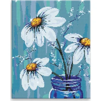 Diamantové malování Diamantové malování - Sedmikrásky ve váze - 40x50 cm, bez dřevěného rámu - CZ výroba