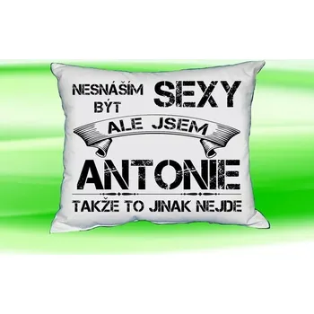 Dekorativní polštářek Polštář se jménem ANTONIE Bilý (polštářek nesnáším být sexy ale jsem ???)