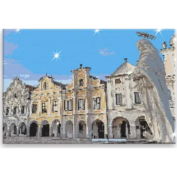 Diamantové malování Diamantové malování - Náměstí Telč - 60x40 cm, bez dřevěného rámu - CZ výroba