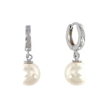 Náušnice Stříbrné náušnice s bílými perlami 10mm