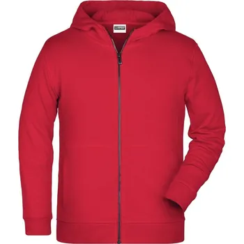 Chlapecká mikina Daiber Dětská Bio mikina s kapucí na zip Zip Hoody JN8026K Barva: Červená, Velikost: XL 146/152