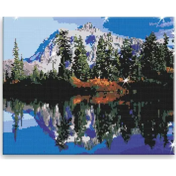 Diamantové malování Diamantové malování - Horské jezero - 50x40 cm, plátno vypnuté na rám - CZ výroba