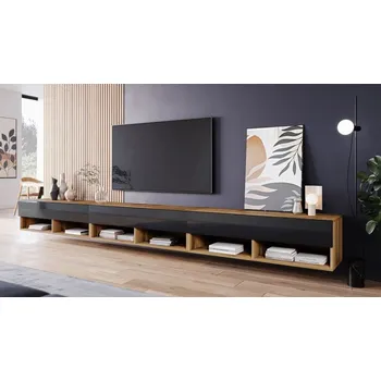 Televizní stolek TV stolek Adenik 300, Barva: wotan / černý lesk, Osvětlení: bez osvětlení MIRJAN 5903211171857