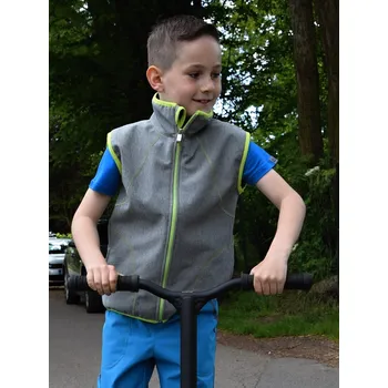 Chlapecká vesta Fantom ZATEPLENÁ softshellová vesta - ŠEDÝ MELÍR+ZELENÁ velikost: 80