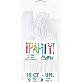 Příbor Plastové příbory bílé 18ks