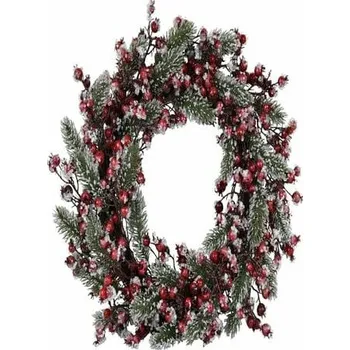 Vánoce Věnec zmrzlé plody, červená/zelená, 50x50x15cm, ks|Ego Dekor