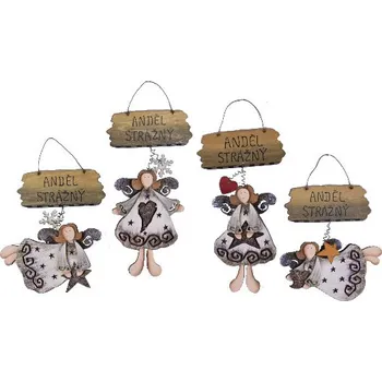 Anděl strážný 25,5 cm, hnědá sukně, balení obsahuje 4 kusy!|Ego Dekor