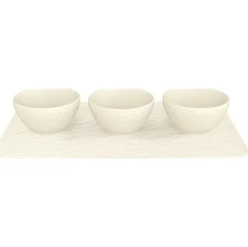 Villeroy & Boch Manufacture Rock Blanc sada misek na dip s podnosem 10-4240-9023
