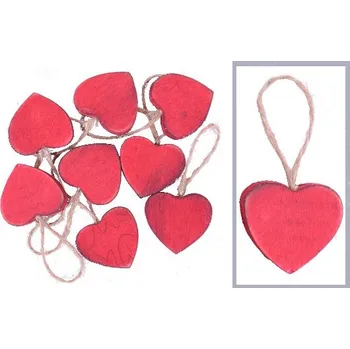 Přízdoba srdce, červená, 0,5 x 3 x 3 cm|Ego Dekor