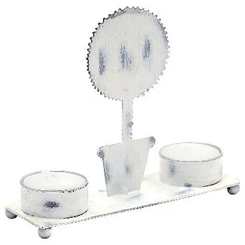 Svícen Svícen KVĚTINÁČ se svíčkou, 15x13x5 cm, bílá|Ego Dekor