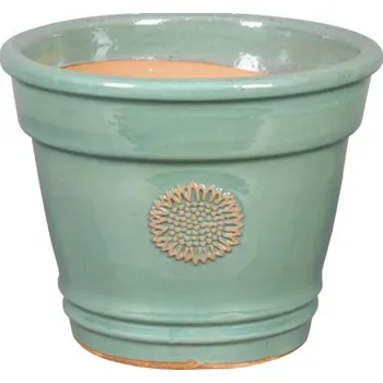 Květináč Květináč keramický Lafiora slunečnice Ø36 x 29 cm světle zelený