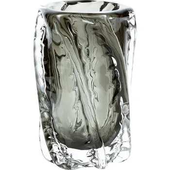 Váza WOOOD Šedá skleněná váza Gonapar 21 cm