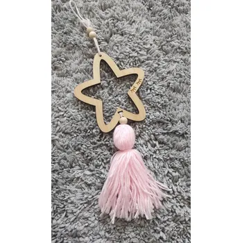 Vánoční dekorace Dřevěná hvězda na pověšení Růžová