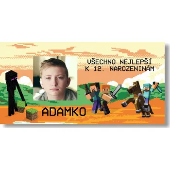 Party dekorace Personal Narozeninový banner s fotkou - Minecraft Rozměr banner: 130 x 65 cm