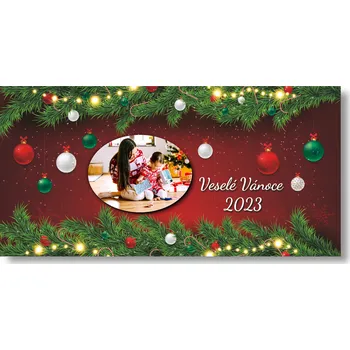 Personal Vánoční banner s fotkou - Jehličí Rozměr banner: 130 x 260 cm