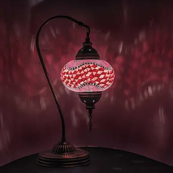 Lampička Krásy Orientu Orientální skleněná mozaiková stolní lampa Yara - Swan - ø skla 16 cm