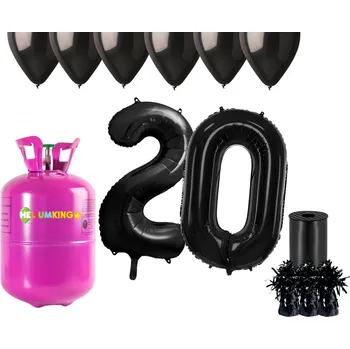 Party dekorace HeliumKing Helium párty set na 20. narozeniny s černými balóny