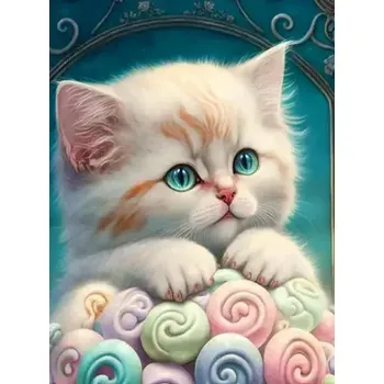 Diamantové malování Diamantové malování/Huacan - Bílé koťátko