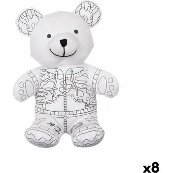 Set školních potřeb Pincello Zvířátka na vymalování Medvěd Látka Bílá Černá (17 x 21 x 12 cm) (8 kusů)