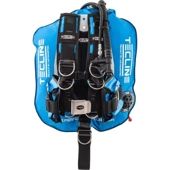 Kompenzátor vztlaku Křídlo Tecline PEANUT 16 MODRÝ (VZTLAK.16KG/35LBS) - KOMPLETNÍ COMFORT SET Varianta: ocelový backplate s popruhy na monoláhev s ocelovými přezkami