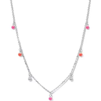 Řetízek Victoria Bijou Řetízek VICTORIA s růžovými korálky barva stříbrná