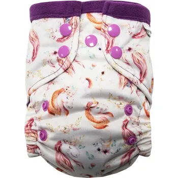 Plenkové kalhoty Breberky Kapsová plenka (S), bez křidélek - Zasněný jednorožec PAT