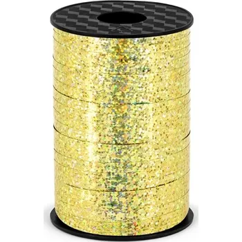 Stuha PartyDeco Stuha na balóny zlatá - holografická 225 m