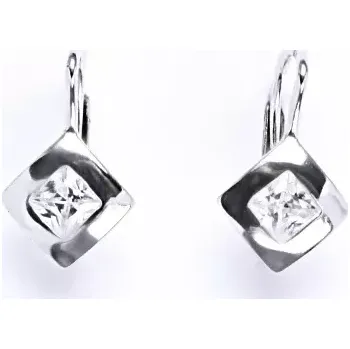 Náušnice Stříbrné náušnice čirý zirkon - NK1118 (Stříbrné náušnice na patent se zirkonem)