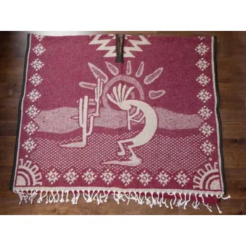 Dámské pončo Pončo (Kokopelli, tmavě červené)