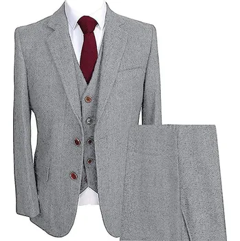 Pánský oblek Vlněný pánský oblek pro každou příležitost Barva: Stříbrná, Velikost: L