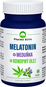 Přípravek na podporu paměti a spánku Pharma Activ Melatonin + meduňka + konopný olej 60 tob.