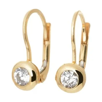 Náušnice Dámské náušnice ze žlutého zlata se zirkony NA1456F + DÁREK ZDARMA