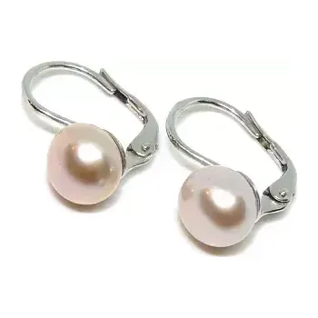 Náušnice Stříbrné náušnice přírodní perla růžová - NK1183v (Stříbrné náušnice s přírodní perlou růžovou 7,5 mm)