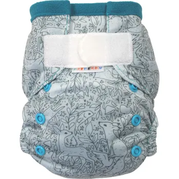 Plenkové kalhoty Breberky Kapsová plenka (S), bez křidélek - Mentolová zvířátka SZ, tyrkysový fleece