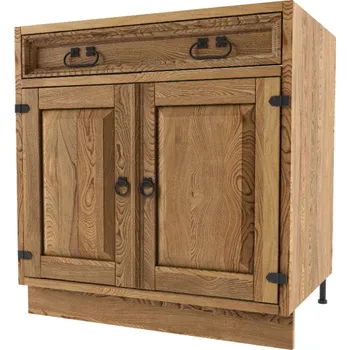 Kuchyňská skříňka Dřevěná kuchyňská skříňka s dvířky a šuplíkem KDS82 Barevné provedení: Tmavý vosk - K02, Úchyty: Kování COUNTRY