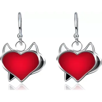 Náušnice Stříbrné náušnice 925 s ďábelským srdíčkem s ocáskem
