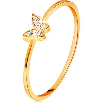 Prsten Zlatý prsten 585 - motýlek zdobený kulatými čirými zirkony - Velikost: 52