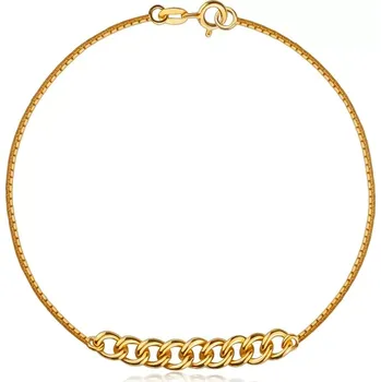 Náramek Náramek ze stříbra 925 - větší zkosená očka uprostřed, zlatá barva