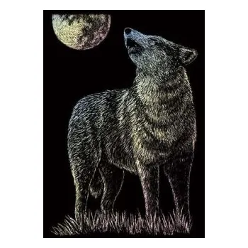 Výtvarná sada Seškrabovací obrázek - mini - Hologramický - Osamělý vlk