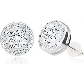 Náušnice Náušnice ze stříbra 925 - zářivý kruh z čirých zirkonů, puzetky, 8 mm