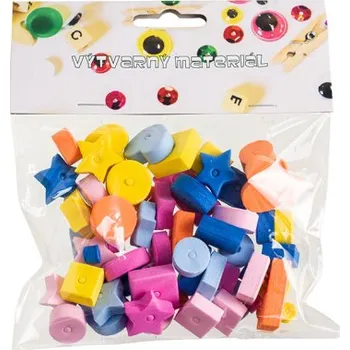 Dětské navlékací korálky Korálky pěnové - mix tvarů a barev - 66 ks