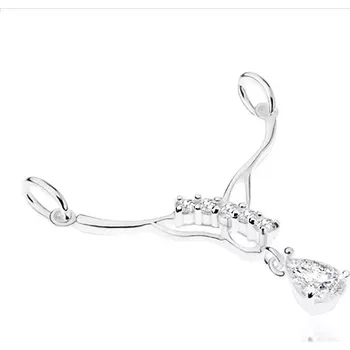 Přívěsek Stříbrný přívěsek 925, zirkonová slza, rozdvojená ramena s lesklou linií