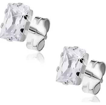 Náušnice Náušnice ze stříbra 925 - puzetky, broušený zirkonový obdélník